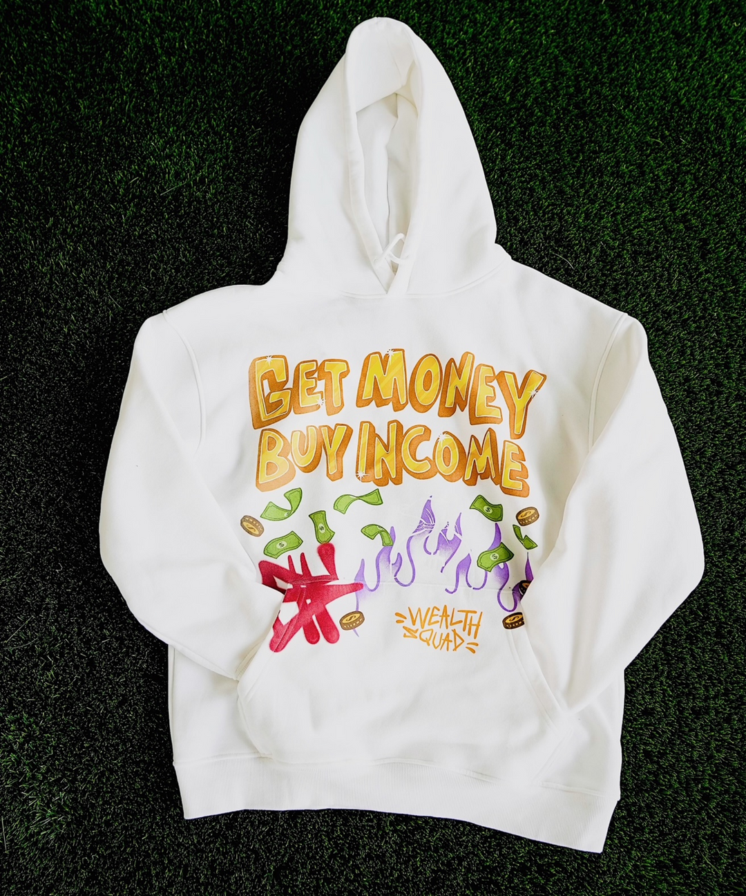 White Get Money Buy Income Hoodie Unisex